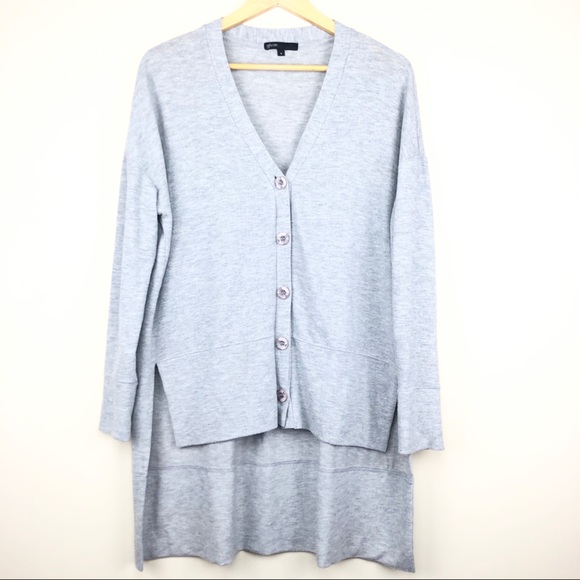 Gibson Gray Heather Oversized Hi-Low Easy Cardigan - Picture 2 of 12